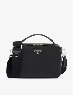 PRADA Brique medium Saffiano-leather bag - BURGUNDY