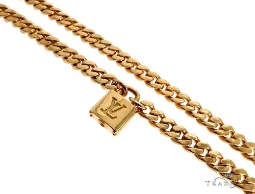 RINA - For Him CUSTOM Solid Miami Link Chain With Custom Lock 64498 in Rose Gold – Chain