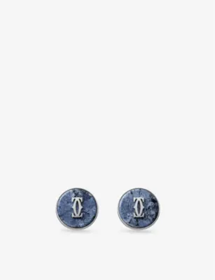 CARTIER Double C de Cartier Sterling-Silver and Dumortierite Cufflinks detail 3