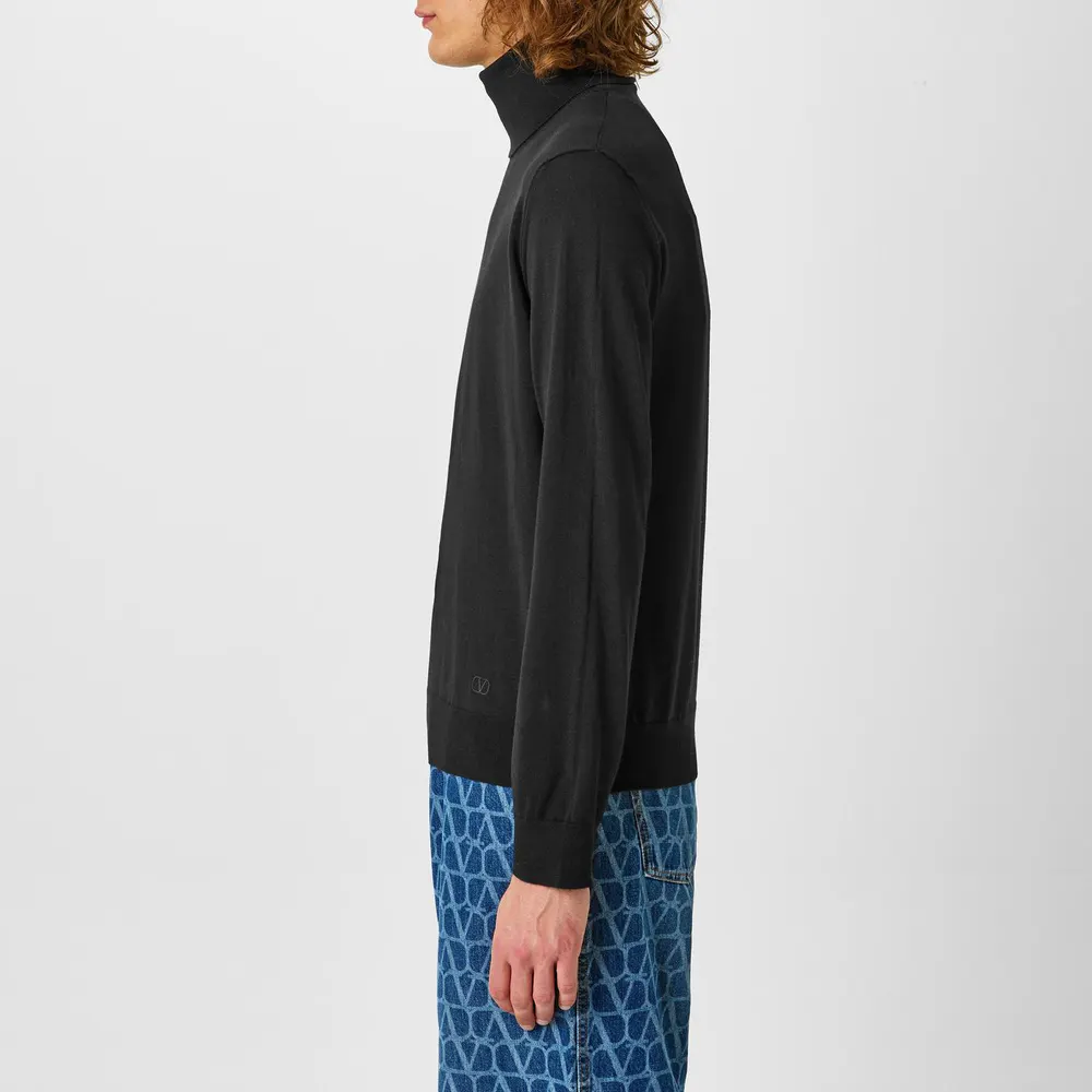 Valentino Knit Turtleneck Jumper in Black, additional product view 2