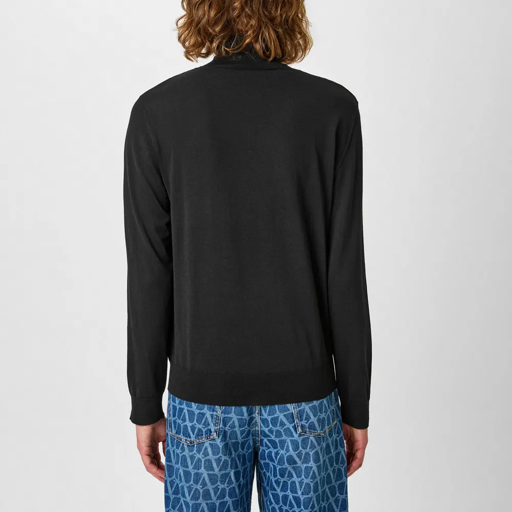 Valentino Knit Turtleneck Jumper in Black, additional product view 3