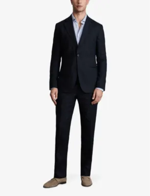 REISS Kin slim-fit single-breasted linen blazer detail 2