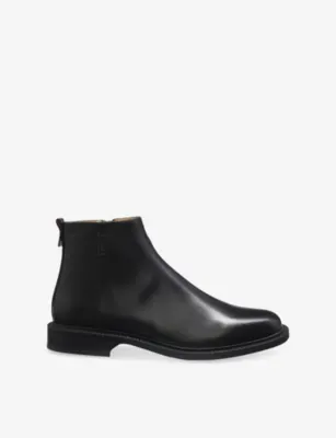 HUGO Logo Trim Leather Boots - EUR 43 / 9 UK MEN in BLACK – Mens | Boots | Chelsea boots