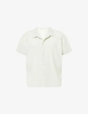 HOMME PLISSE ISSEY MIYAKE Basics Pleated Knitted Shirt - Natural Wine Red in Duomo Green – Mens | Tops & t-shirts | Polo shirts | Short sleeve