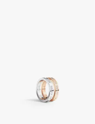 APM MONACO TOI MOI Morse Code 18ct rose gold-plated metal alloy and cubic zirconia ring - M