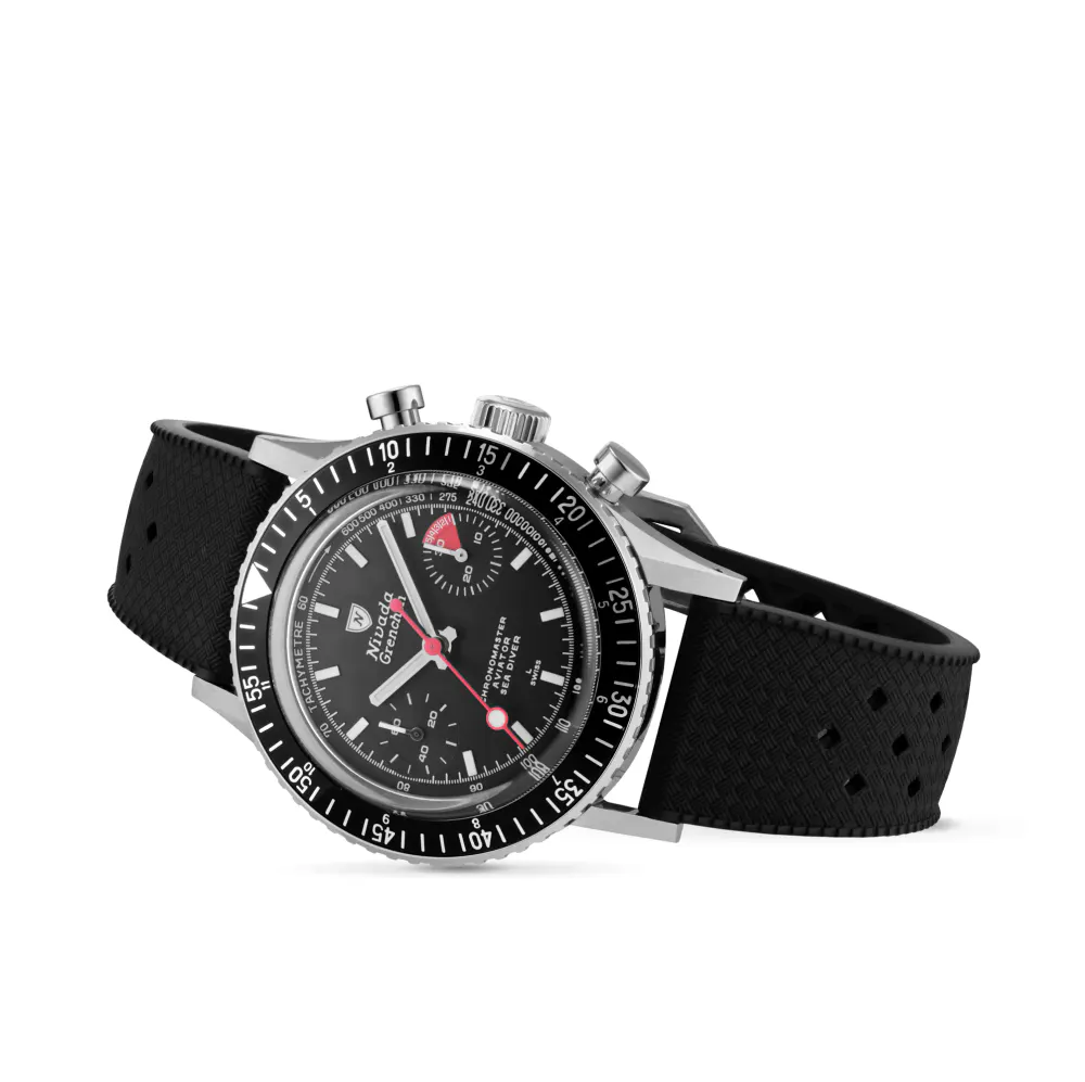 Nivada Grenchen Chronomaster White Lollipop 38mm Mens Watch Black in Black, additional product view 2