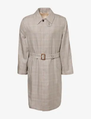 DUNHILL Prince of Wales Check-Pattern Cotton and Silk-Blend Coat in Brit Khaki – Mens | Coats & jackets | Overcoats