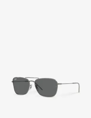 RAY-BAN RBR0102S Caravan Reverse square-frame gunmetal sunglasses detail 2