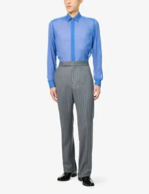 TOM FORD Striped Sheer Long Sleeve Silk Shirt detail 2