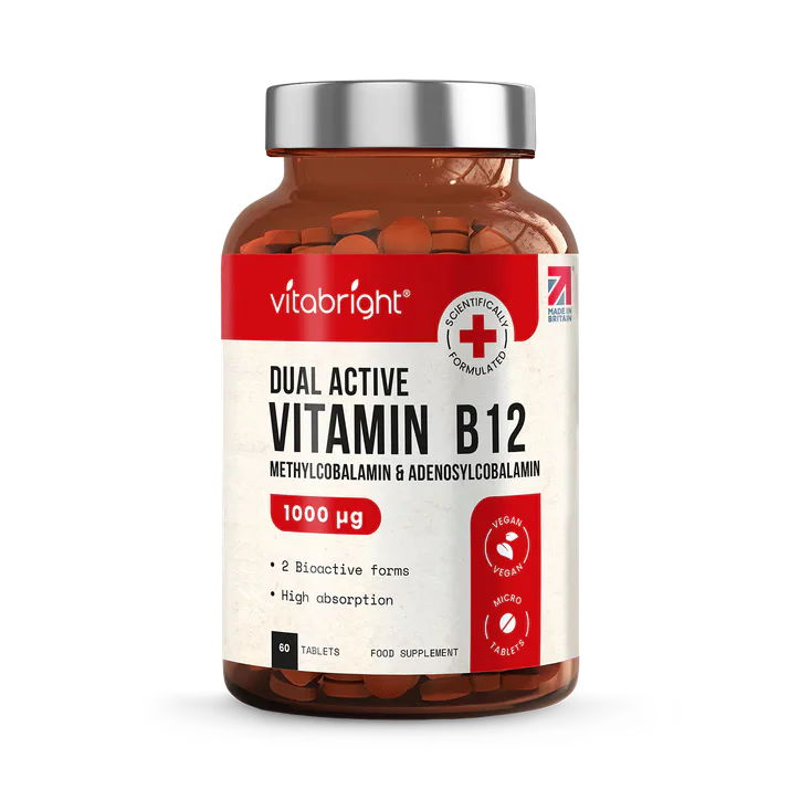 VitaBright Methylated Vitamin B12 Tablets Dual Active - 1000mcg - 60 Tablets