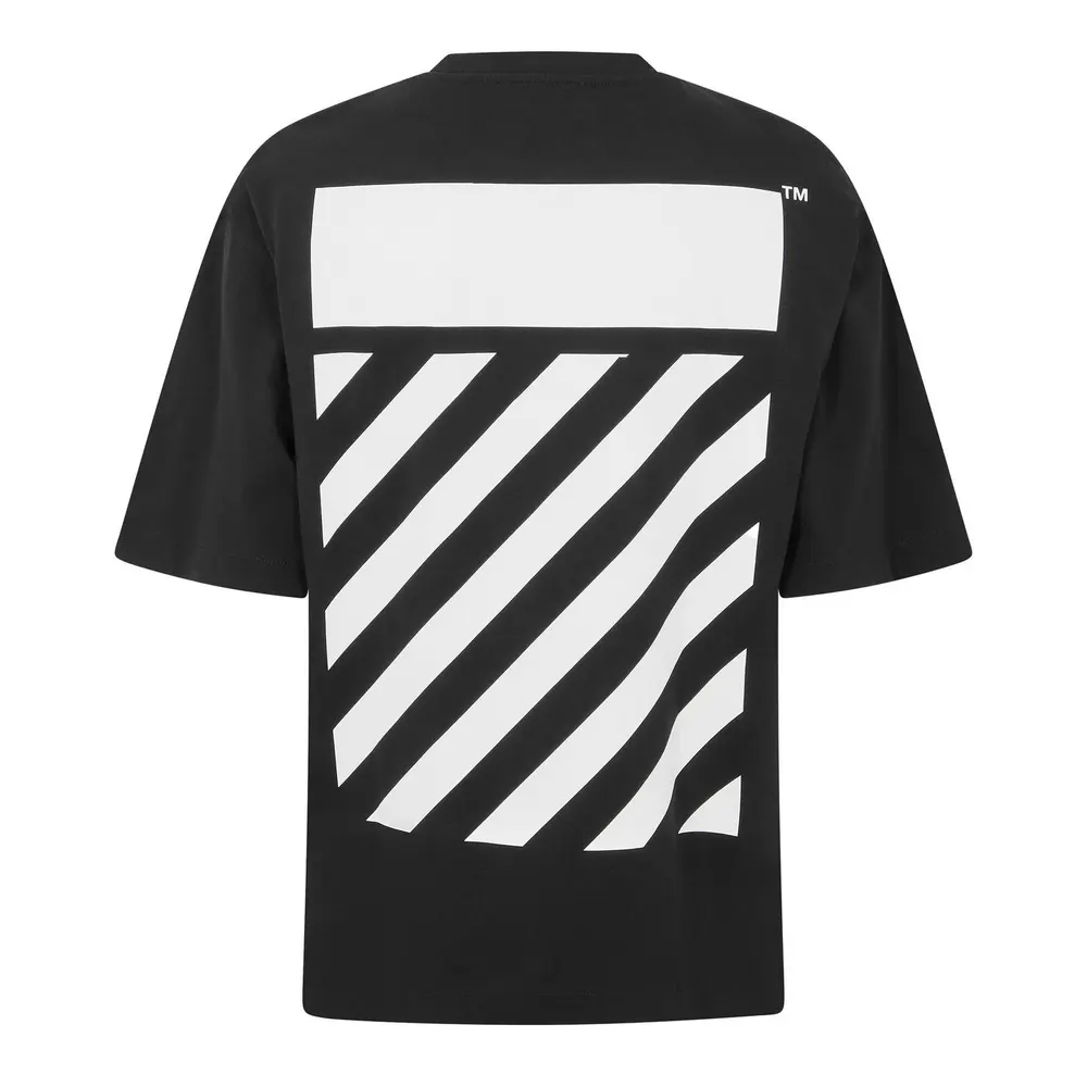 Off White Men's Textured T-Shirt in Black, additional product view 2