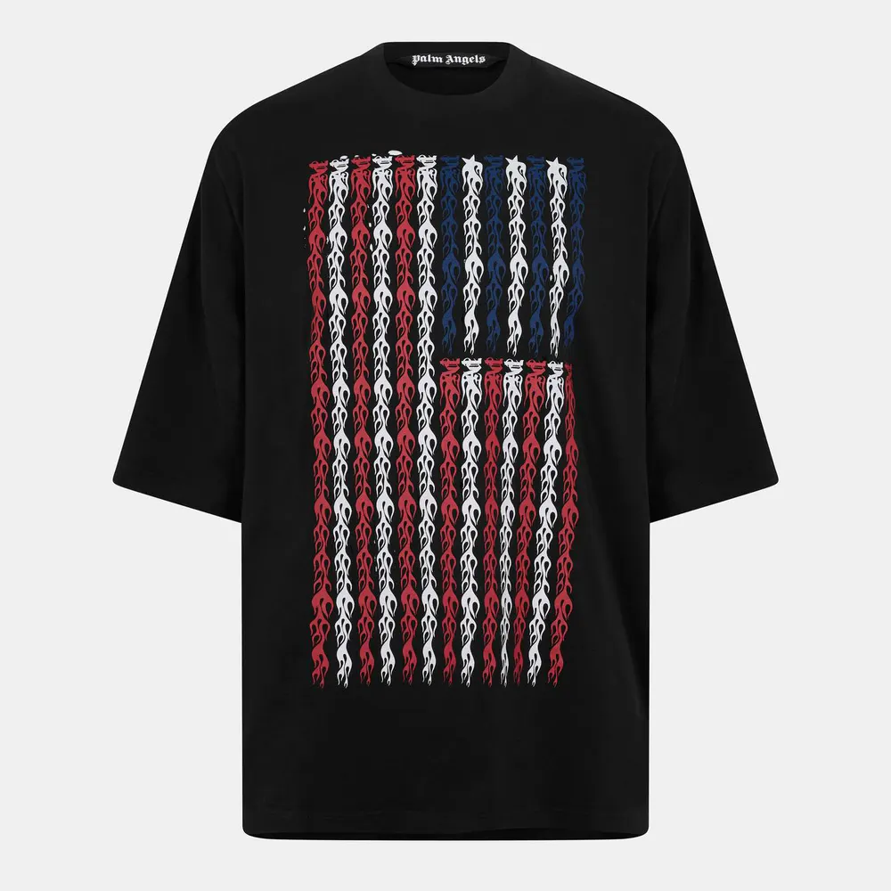 Palm Angels Men's Flames Flag Oversized T-Shirt