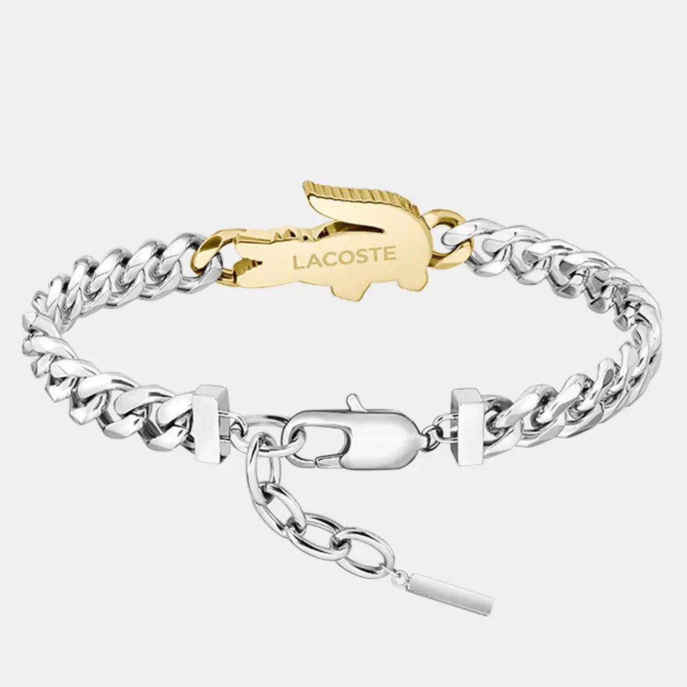 Lacoste Lacoste Mens Arthor Crocodile Curb Chain Bracelet detail 3