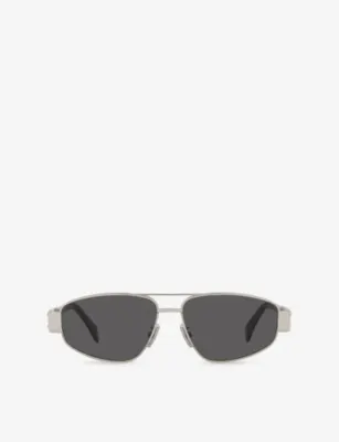 CELINE CL40281U Metaltriomphe Aviator-Frame Metal Sunglasses in GREY – Mens | Sunglasses | Aviators