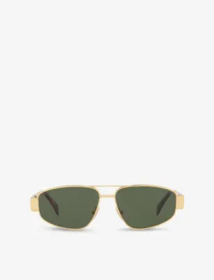 CELINE CL40281U Metaltriomphe Aviator-Frame Metal Sunglasses in GOLD – Mens | Sunglasses | Aviators
