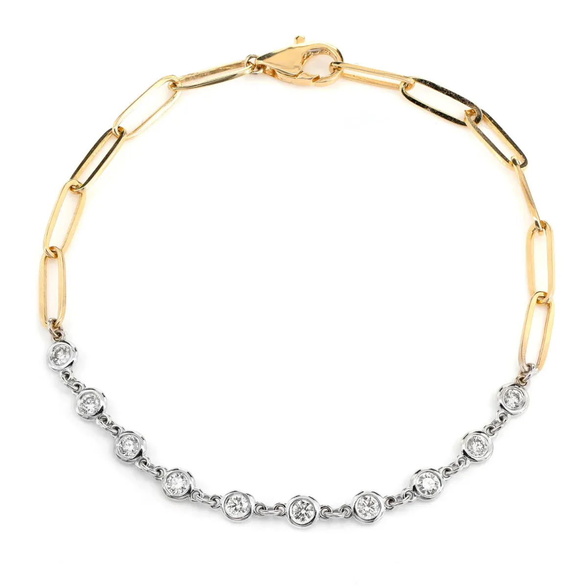 For Him Elongated Bezel Rolo Diamond Bracelet in 0.50ctw / Two-Tone Gold / 6.5" – Bracelet