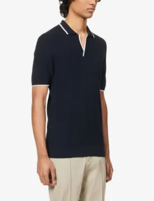 ORLEBAR BROWN Horton contrast-stripe knitted wool polo shirt detail 3