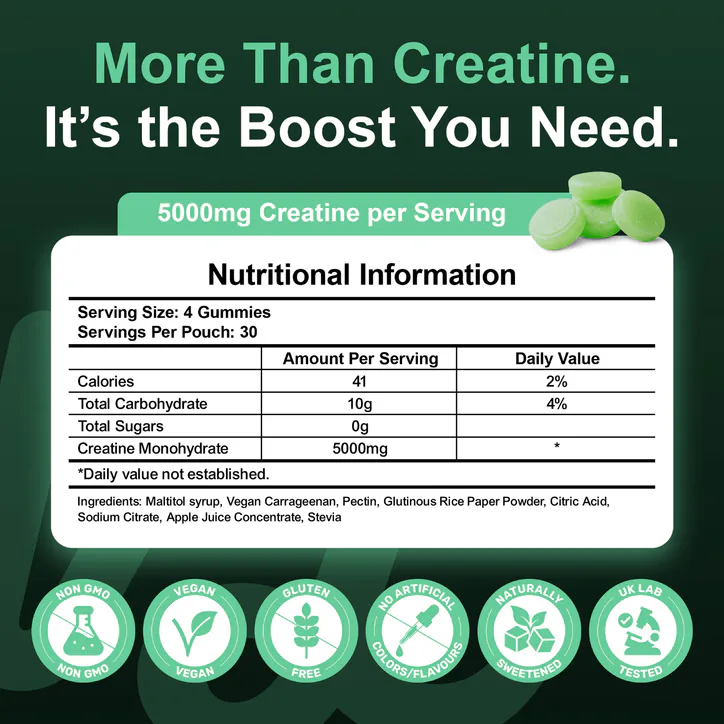 The Vitality Lab Creatine Gummies 5000mg 120 Gummies 1 Month Supply detail 2