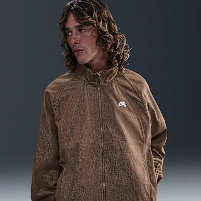 Nike SB Denim Full-Zip Tracksuit Jacket - Mosswood Brown/White