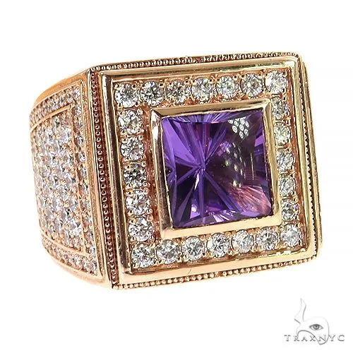 RINA - For Him DISCORD MAX Leather Cut Amethyst Diamond Ring 69234 in Rose Gold / 10 – Ring