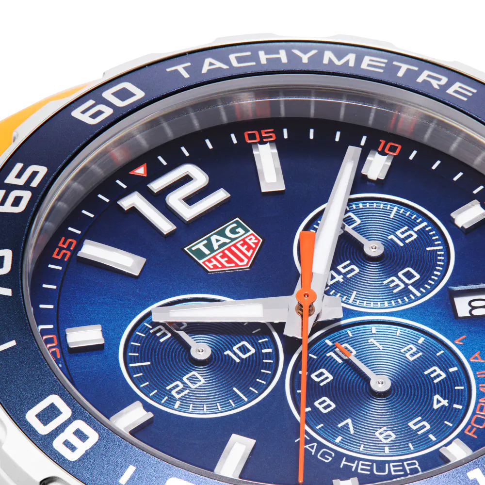 TAG Heuer Formula 1 Chronograph 43mm Mens Watch Orange Rubber Strap detail 2