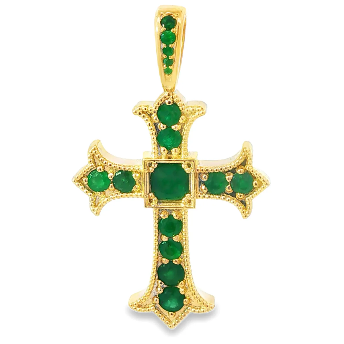 RINA - For Him FACTORY Imperial Emerald Cross Pendant Medium 71190 in Rose Gold – Pendant