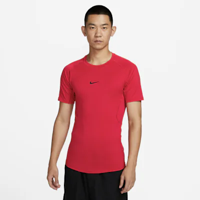 Nike Pro Men's Dri-FIT Tight Short-Sleeve Fitness Top - University Red/Black