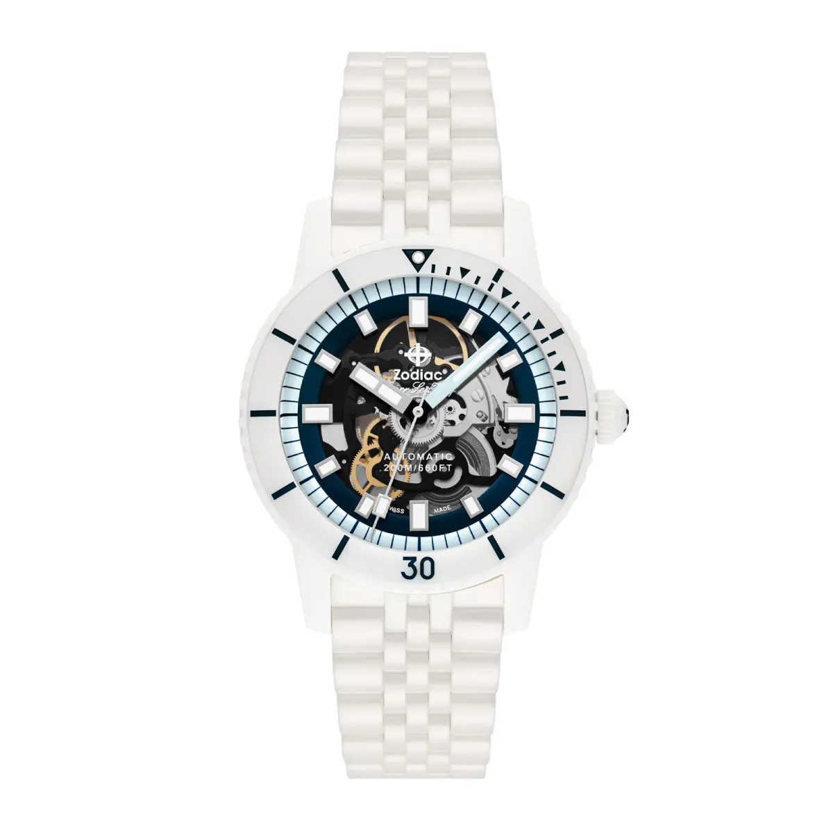 Zodiac Super Sea Wolf Ceramic Compression Diver Automatic Rubber Strap Watch