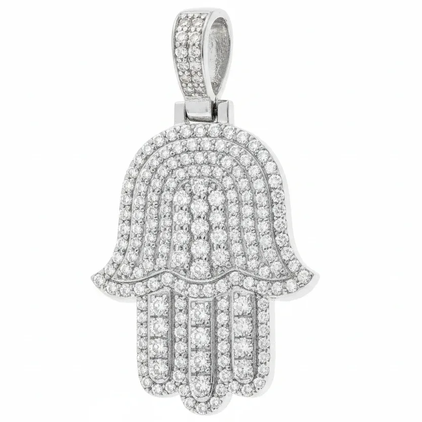 ANNA - CONSCIOUS DIAMONDS 14K Gold Diamond Hamsa Pendant 65843 in White Gold – Pendant