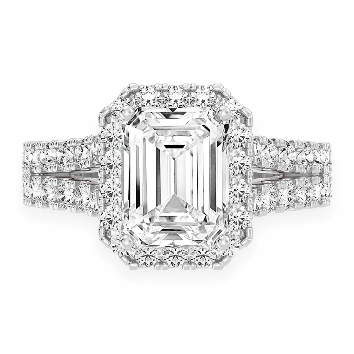 For Him Sphinx Emerald Halo Ring in Rose Gold / 2.00ctw Emerald Diamond (G/VS) / Lab Grown Diamond – Ring