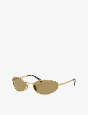 PRADA PR A59S Oval-Frame Metal Sunglasses detail 2