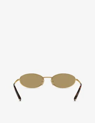 PRADA PR A59S Oval-Frame Metal Sunglasses detail 3