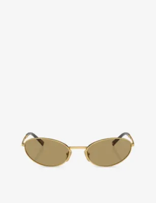 PRADA PR A59S Oval-Frame Metal Sunglasses