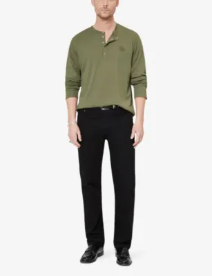 THE KOOPLES Brand-Embroidered Henley-Collar Cotton-Jersey T-Shirt detail 2