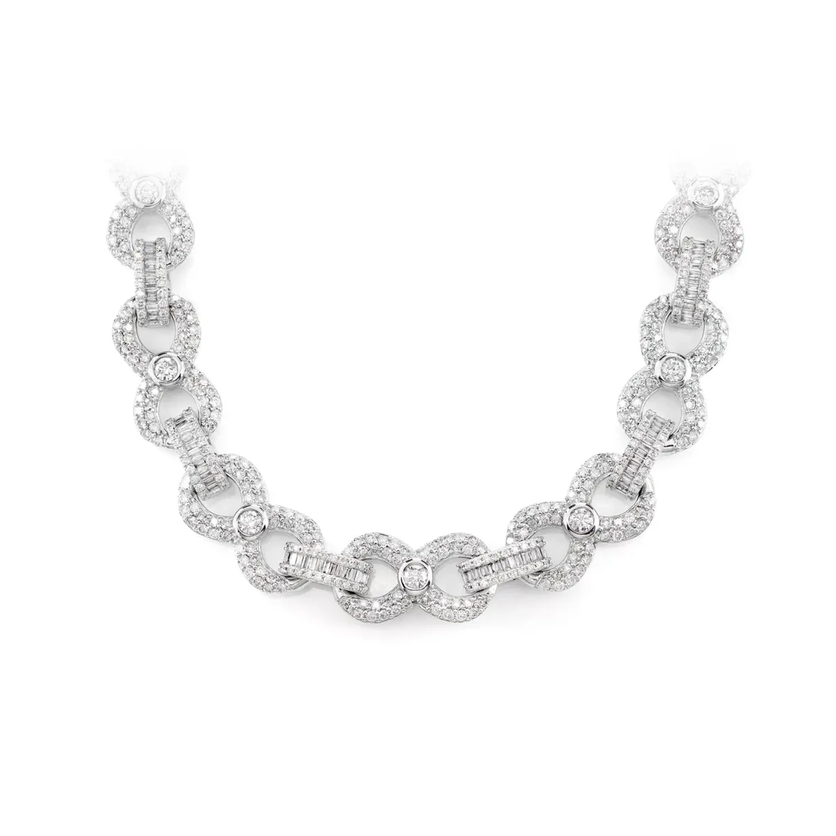 For Him Bezel Infinity Diamond Link Necklace in White Gold / 16" / Lab Grown Diamond – Necklace