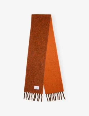 THE INOUE BROTHERS Double Faced Alpaca-Blend Scarf - BROWN/ORANGE detail 2