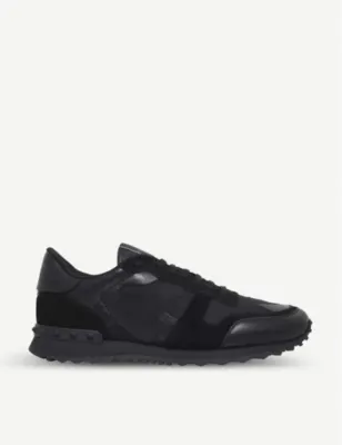 VALENTINO GARAVANI Rockrunner camo leather trainers - EUR 40 / 6 UK MEN in BLACK – Mens | Trainers | Lace up trainers