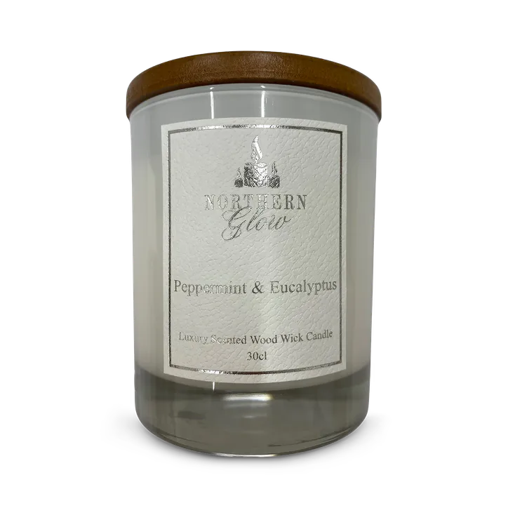 Northern Glow Scented Wood Wick Candle - Peppermint & Eucalyptus