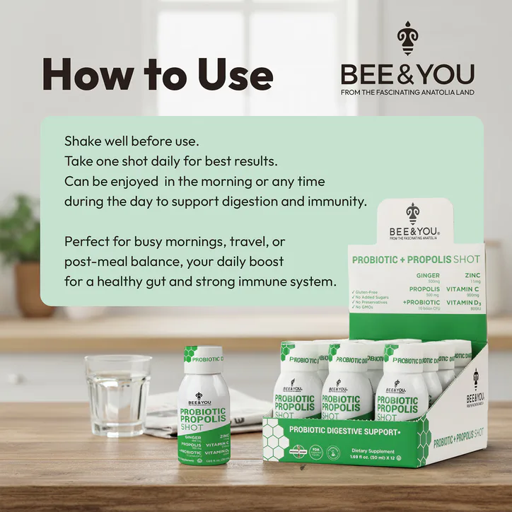 BEE&YOU Propolis Probiotic Vitamin C & Zinc Shots 50ml x 12 detail 2