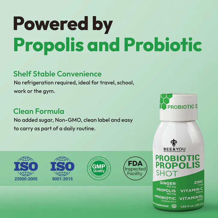 BEE&YOU Propolis Probiotic Vitamin C & Zinc Shots 50ml x 12 detail 3
