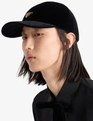 PRADA Triangle-Logo Velvet Baseball Cap - XXXXXL detail 2