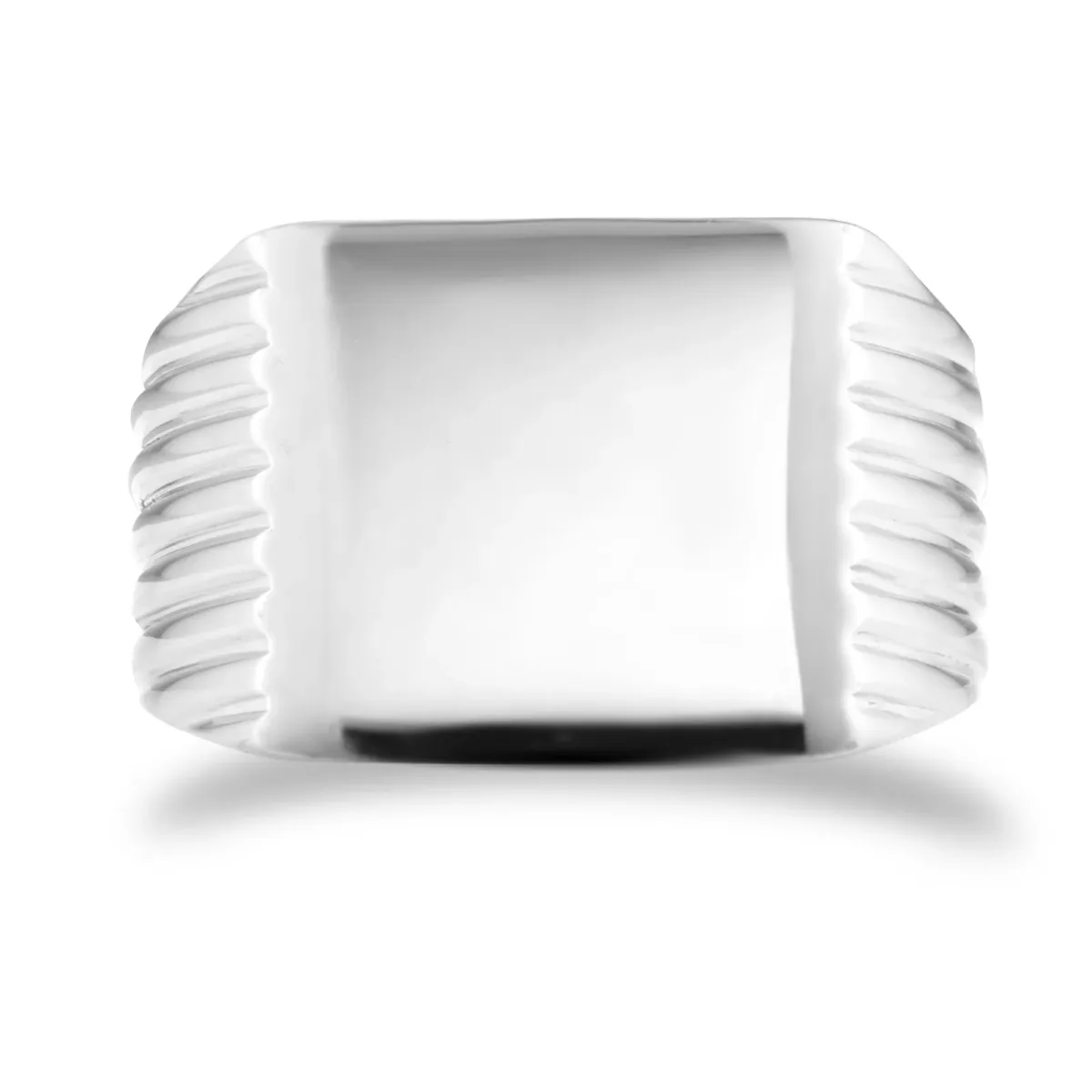For Him Sterling Silver Ridged Square Signet Ring