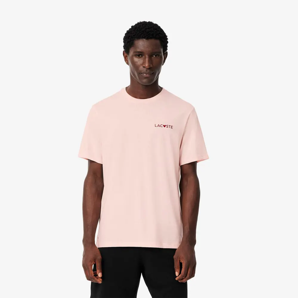 Lacoste Valentines Loungewear T-Shirt in Pink, additional product view 3