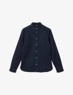 ALLSAINTS Birchwood Ramskull-embroidered slim-fit organic-cotton shirt - SAPPHIRE BLUE detail 2