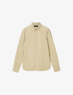 ALLSAINTS Birchwood Ramskull-embroidered slim-fit organic-cotton shirt - SAPPHIRE BLUE