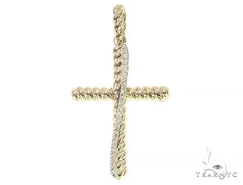 RINA - For Him FACTORY 14K Gold Twisted Diamond Rope Cross Pendant 65446 in Rose Gold – Pendant