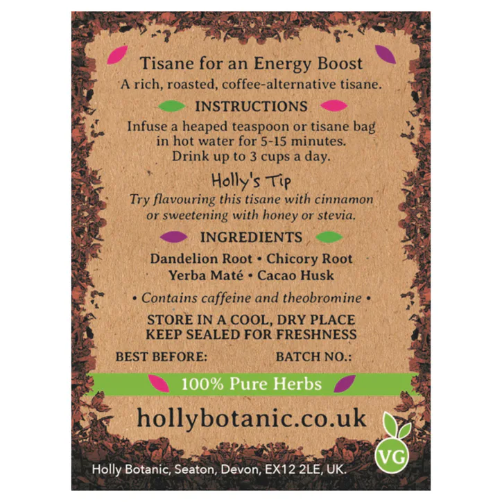 Holly Botanic Energise Tisane | Cacao & Maté | 30 Tea Bags detail 3