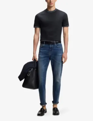 BOSS Contrast-Trim Crewneck Cotton-Jersey T-Shirt detail 2