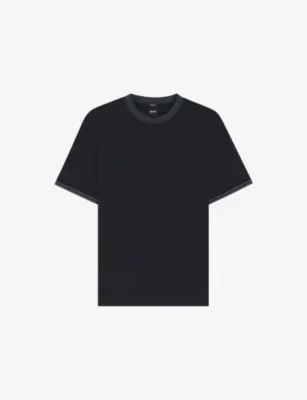 BOSS Contrast-Trim Crewneck Cotton-Jersey T-Shirt