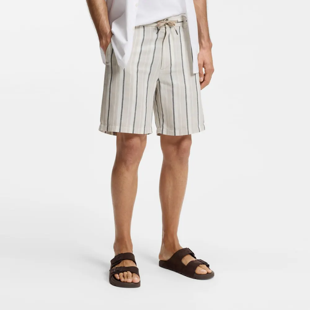 Boss BOSS ORANGE Striped Short in a linen-cotton blend (Ricoplus) detail 2